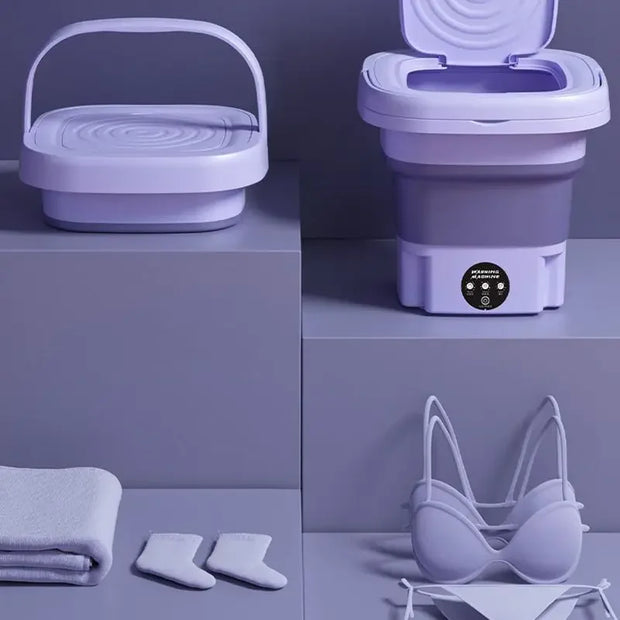 8L Small Folding Washing Machine Student Dormitory Underwear Socks Mini Cleaning Machine Portable Laundry Bucket Washing Machine