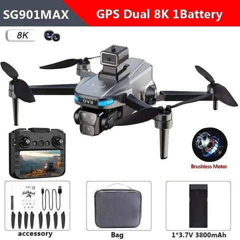 SG901 MAX GPS Drone Professional 8K Aerial HD Avoiding Obstacle with Large Screen Remote Control Folding Brushless Drone 2025NEW