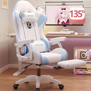 Modern Feet Support Gaming Chair Ergonomic Neck Pillow White Cute Office Chair Bedroom Relax Chaise De Bureaux Office Furniture