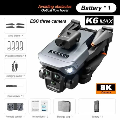 XIAOMI K6 Max Drone 8K WIFI GPS Professinal Three Cameras Wide Angle Optical Flow Four-way Obstacle Avoidance Quadcopter