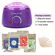 [EU Plug] 200ml Purple Wax Melting Machine + 200g Wax Beans Set, Wax Heating, Wax Hair Removal And Wax Therapy Machine