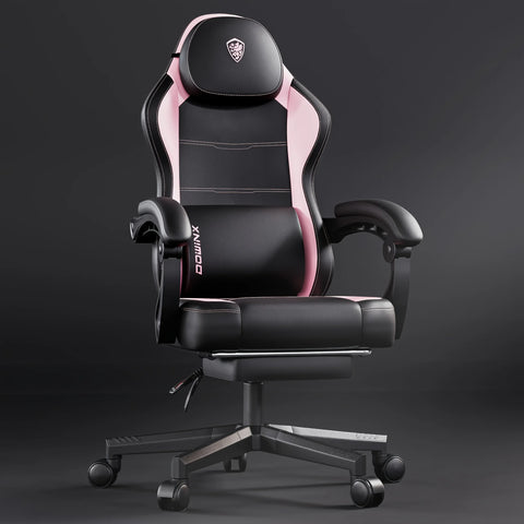 Gaming Chair - Ergonomic High Back Leather Computer Chair with Massage Lumbar Support, Footrest, and Pocket Spring Cushion