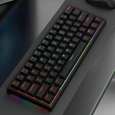 MUCAI MK61 USB Gaming Mechanical Keyboard 61 Keys Red Switch Wired Detachable Cable RGB Backlit Hot Swappable