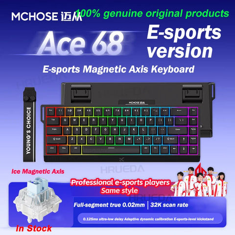 MCHOSE Ace 60 Pro 68 Magnetic Axis Mechanical Keyboard Original 0.01ms Latency RT 0.01mm 128K Gaming Keyboard Customized Esports