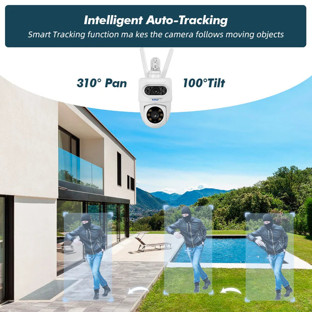 KERUI Outdoor 10MP 5K HD Dual Lens WiFi IP Camera Tuya Smart PTZ Wireless Home Security CCTV Video Surveillance Human Detection