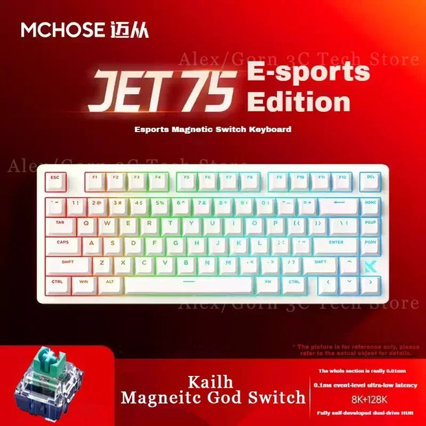 Mchose New Jet75 Magnetic Switch Mechanical Keyboard Wired Esports RGB 8k Polling Rate Gaming Customized Keyboard Pc Accessories