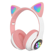 P47M Wireless Headphone Flash Light Cute Cat Bluetooth with Mic Control LED Stereo Music Helmet Phone Bluetooth Headset Gift