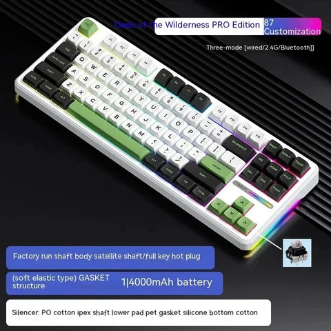 AULA F87Pro Mechanical Keyboard 2.4g/Usb/Bluetooth Tri Mode Wireless 87 Key 5 Layer Silencing Filling Suitable For Gaming+Typing