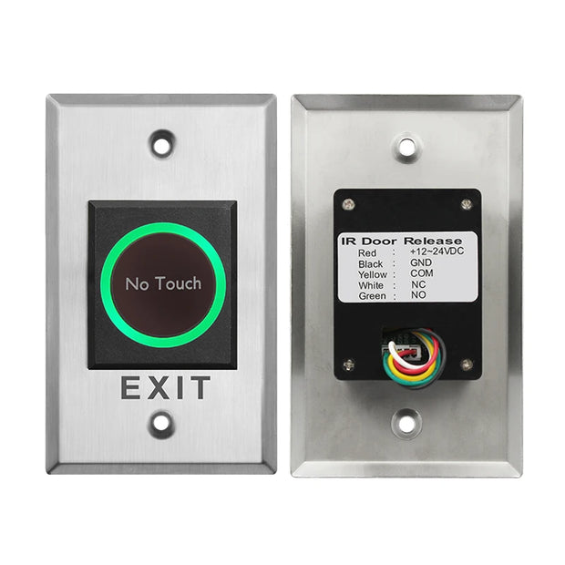 12/24V 5-15cm Distance Adjustable No Touch Exit Button Door Release Switch Infrared Sensor Touchless Metal Button