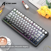 Attack Shark X85 Mechanical Keyboard RGB 3 Mode Wireless Bluetooth Hot-Swappable Sideway Keycaps Gaming Backlight Aluminum Knob