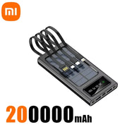 Xiaomi 200000mAh Solar Power Bank Large Capacity Mobile Power Fast Charging Battery With Dual USB 4 Cables For iPhone Samsung