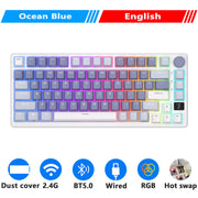 M75 RK ROYAL KLUDGE 2.4G Wireless/Bluetooth/USB-C Mechanical Keyboard 81Keys RGB Hot-Swappable Gasket Gamer Keyboard with Screen