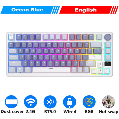 M75 RK ROYAL KLUDGE 2.4G Wireless/Bluetooth/USB-C Mechanical Keyboard 81Keys RGB Hot-Swappable Gasket Gamer Keyboard with Screen