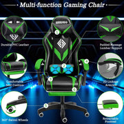 Gaming Chair with Footrest Racing Computer Desk Chairs Ergonomic Massage Lumbar Cushion Support High Back Adjustable Swivel Task