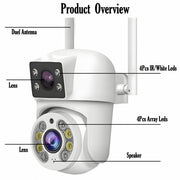 Tuya 8MP WIFI IP Camera PTZ Dual Lens Dual Screen Manual Detection Full Color Night Vision Outdoor Security Surveillance Camera