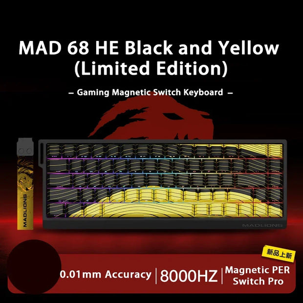 MADLIONS MAD 60/68HE Mechanical Keyboard Magnetic Switch Rapid Trigger 8K RGB Gaming Keyboard Valorant Gamer Accessories Gifts