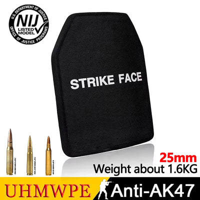 NIJ III UHMW-PE Bulletproof Plate 25x30cm 25mm Thick 1.6kg Lightweight Body Armor Panel