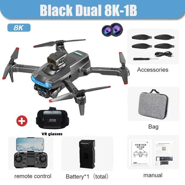 New P15 Drone 8K HD Camera Professional HD Aerial Photography GPS Dual-Camera Omnidirectional Obstacle Drone Quadcopter Toy Gift