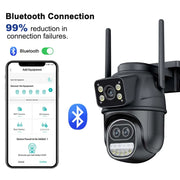 12MP 6K Outdoor WIFI Camera Zoom Three Lens Dual Screens PTZ Video Cameras Auto Tracking Home Security CCTV 8MP Surveillance Cam