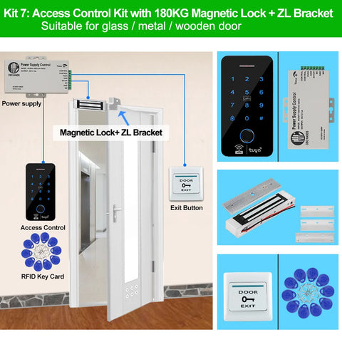 Wifi Bluetooth Tuya APP Outdoor Access Control System Kits Waterproof RFID Fingerprint Keypad Door Electric Magnetic Strike Lock