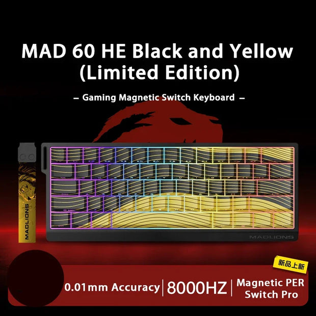 MADLIONS MAD 60/68HE Mechanical Keyboard Magnetic Switch Rapid Trigger 8K RGB Gaming Keyboard Valorant Gamer Accessories Gifts