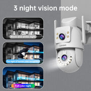 Lenovo HD PTZ Camera Outdoor 6MP Dual Lens Dual Screen 5G Wifi Auto Tracking CCCTV Camera Security Protection Video Surveillance