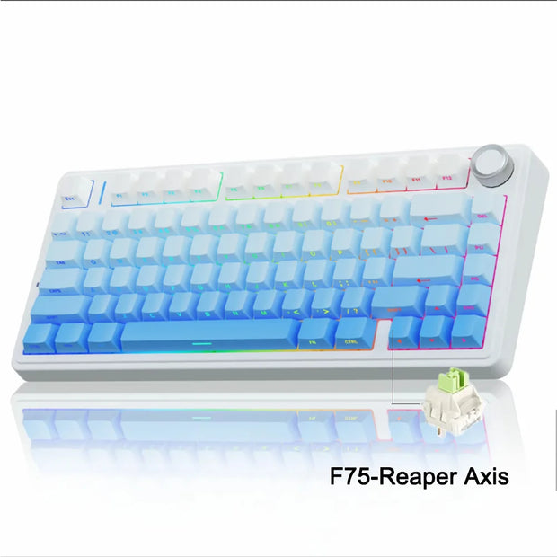 AULA F75 2.4G Wireless/Bluetooth/Wired Gaming Mechanical Keyboard RGB Customized 75% Layout OEM Profile Gasket Structure