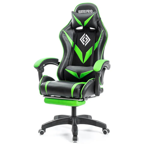 Gaming Chair with Footrest Racing Computer Desk Chairs Ergonomic Massage Lumbar Cushion Support High Back Adjustable Swivel Task