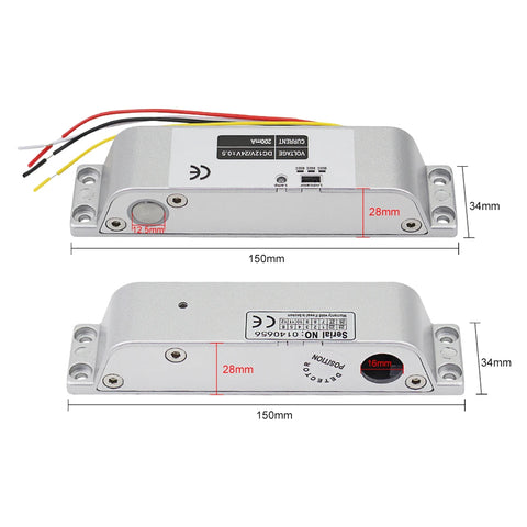 DC12V Fail Safe NC Electric Drop Bolt Lock Access Control Electronic Door Mortise Locks with Time Delay for Gate Entry System