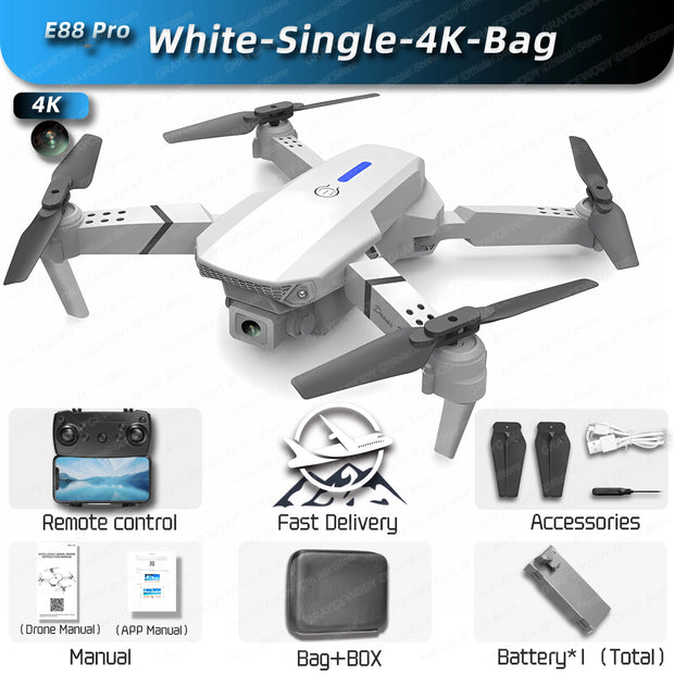 New E88Pro RC Drone 4K Professinal With 1080P Wide Angle HD Camera Foldable Helicopter WIFI FPV Height Hold Gift Toy