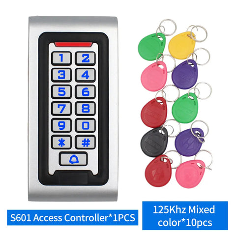 Outdoor RFID Access Controller Zinc Metal Keypad Card Reader IP67 Waterproof 125KHz 10pcs Keyfob for Door Access Control System