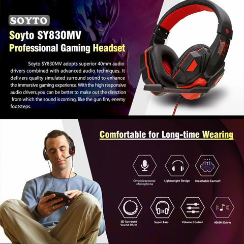 New Gaming Headset Headphones With LED Light Mic Stereo Earphones Deep Bass For PC Computer Gamer Laptop Auriculares For PS4 Xbo