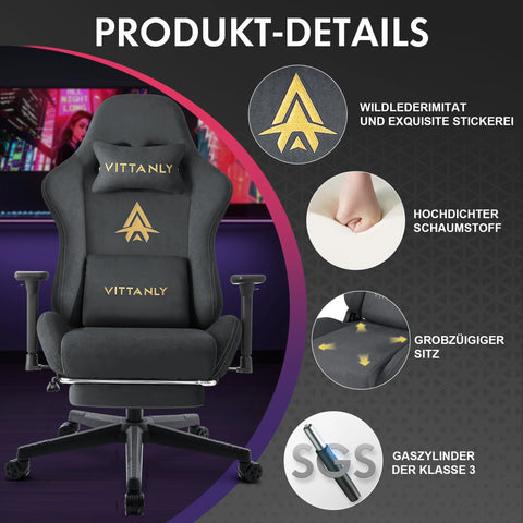 Brand Gaming Chair Luxurious Breathable Faux Suede Office Chair Gaming Chair With Footrest Chair Headrest Ergonomic Game Chair