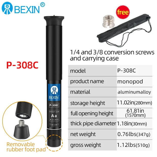 BEXIN Extendable Lightweight Portable Mini Camera Monopod Phone Stand Handheld Unipod Dslr Camera Video Monopod For Sony Canon