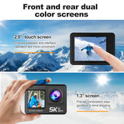 Action Camera 5K 4K60FPS EIS Wi-Fi Dual Screen 170D 2.0 Inch Touch Screen 30M Waterproof Sport Camera With Remote Control