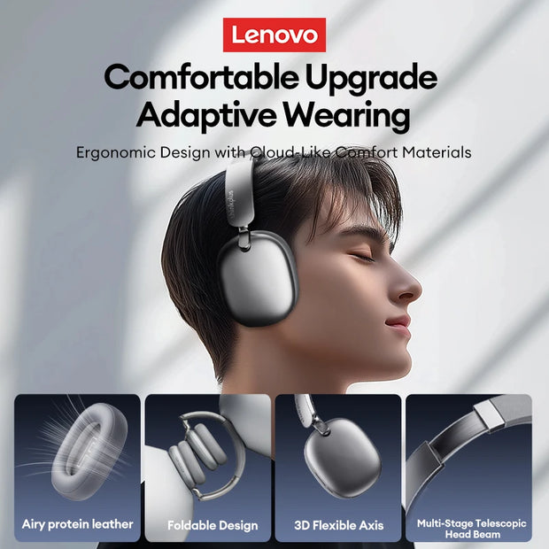 Lenovo TH60 Gaming Wireless Headphone Bluetooth 5.4 HIFI Stereo Earphones Ultra Low Latency Noise Reduction Over-Ear Headsets