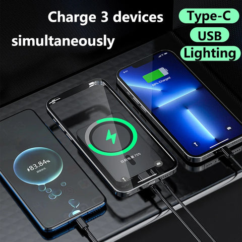 Lenovo 50000mAh Magnetic Wireless Charger Power Bank Portable External Battery 22.5W Fast Charging PowerBank for Android iPhone