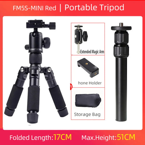 FM5S Portable Tripode Lightweight Travel Stand Tabletop Video Mini Tripod with 360 Degree Ball Head for Camera DSLR SLR