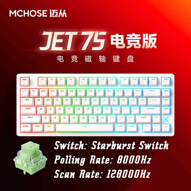 MCHOSE JET75 Customized 8K Magnetic Switch Gaming Keyboard Real 0.01MM Rapid Trigger E-Sport 128000HZ Scan Rate Dynamic RGB PC