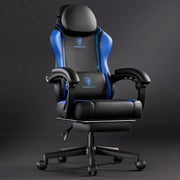 Gaming Chair - Ergonomic High Back Leather Computer Chair with Massage Lumbar Support, Footrest, and Pocket Spring Cushion