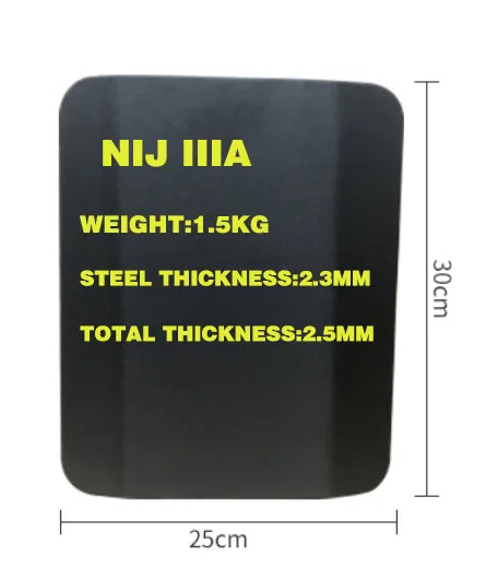 10x12Bulletproof Steel Plate 2.3mm 6mm NIJ IIIA Body Armor  Chest Protection Bulletproof Panel Glock AK47 Against 7.62mm Caliber