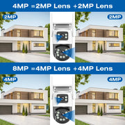 4K 8MP WiFi Surveillance Camera, Dual Lens, 4X Digital Zoom, AI Human Detect, ONVIF, Outdoor Security PTZ IP Cameras