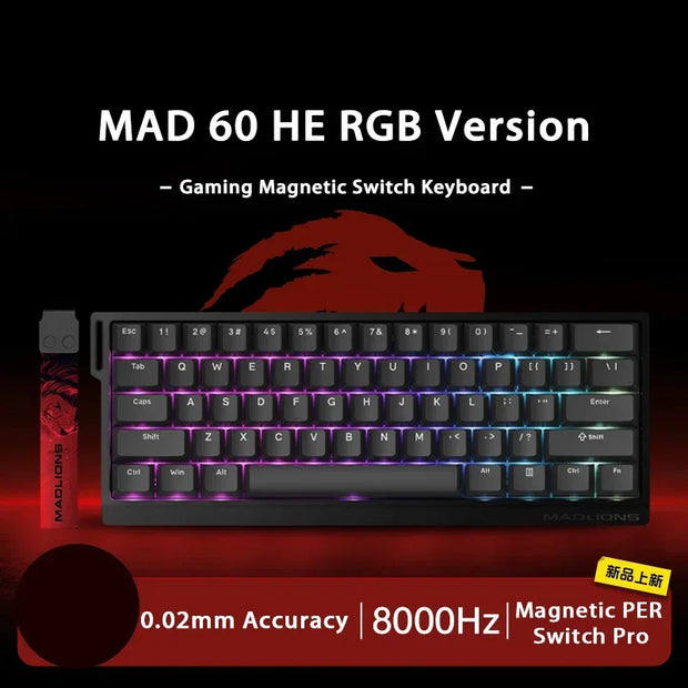 MADLIONS MAD 60/68 HE Mechanical Keyboard Magnetic Switch Rapid Trigger 8K RGB Gaming Keyboard Valorant Gamer PC Accessories