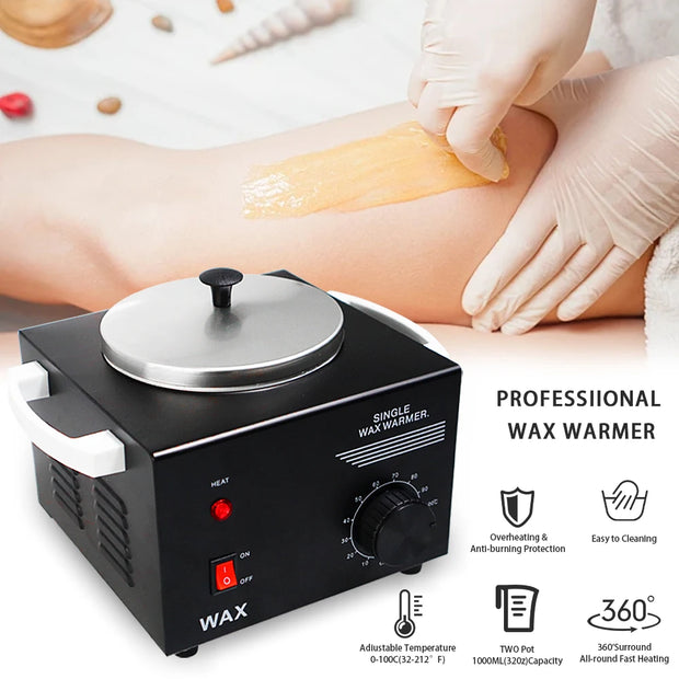 Electric Single Pot Wax Warmer Wax Heater Warmer Skin Hair Removal Adjustable Temperature Suitable For Beauty Salon Home