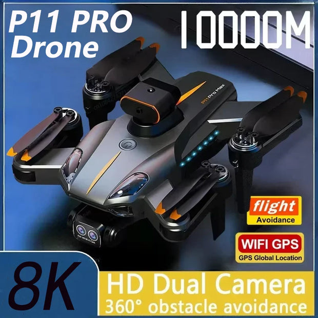 P11 Pro Max Drone 8K 5G GPS Dual-Camera Obstacle Avoidanc Brushless Professional HD Aerial Photography  Quadrotor Children Gifts