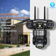 3 Lens Video Surveillance Camera Wifi Network CCTV Camera 4G SIM Card Wireless 360 Monitor Outdoor Waterproof Security Cameras