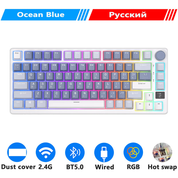 M75 RK ROYAL KLUDGE 2.4G Wireless/Bluetooth/USB-C Mechanical Keyboard 81Keys RGB Hot-Swappable Gasket Gamer Keyboard with Screen