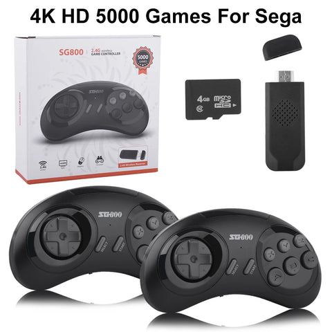 4K SG800 Retro Game Console Wireless Console 2.4G Built-in 5000 Classic Games Controller Gamepad Video Stick for Sega Mega Drive