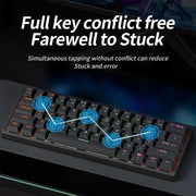 MUCAI MK61 USB Gaming Mechanical Keyboard 61 Keys Red Switch Wired Detachable Cable RGB Backlit Hot Swappable