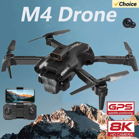 M4 Drone 8K Professional Wide Angle Triple HD Camera Foldable Helicopter Obstacle Avoidance Height Helicopters 3000M Drone Gifts